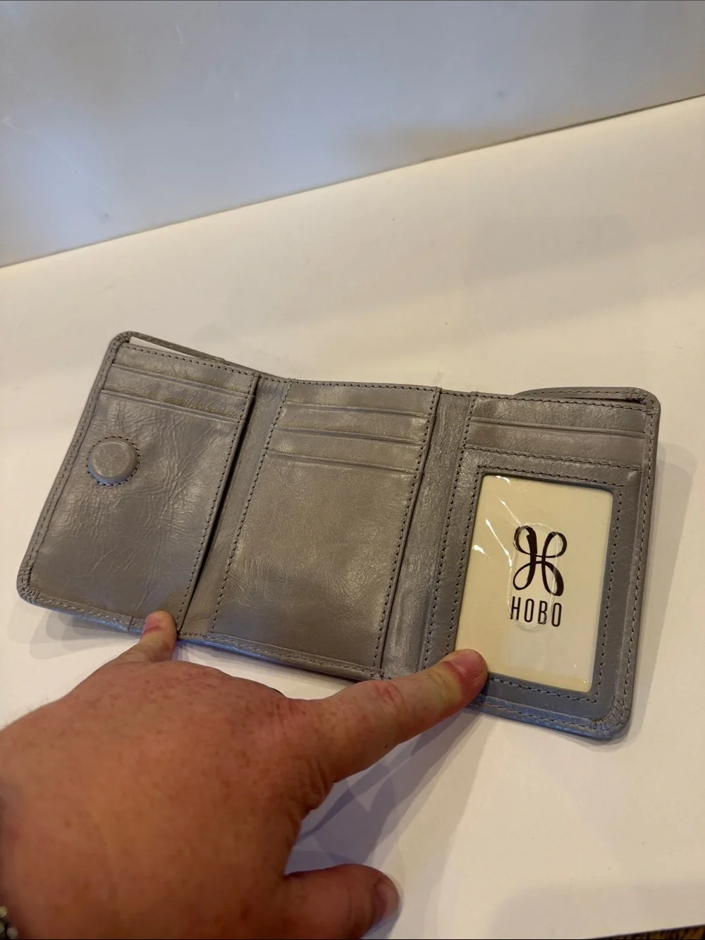 HOBO Light grey Leather Card Case Wallet
